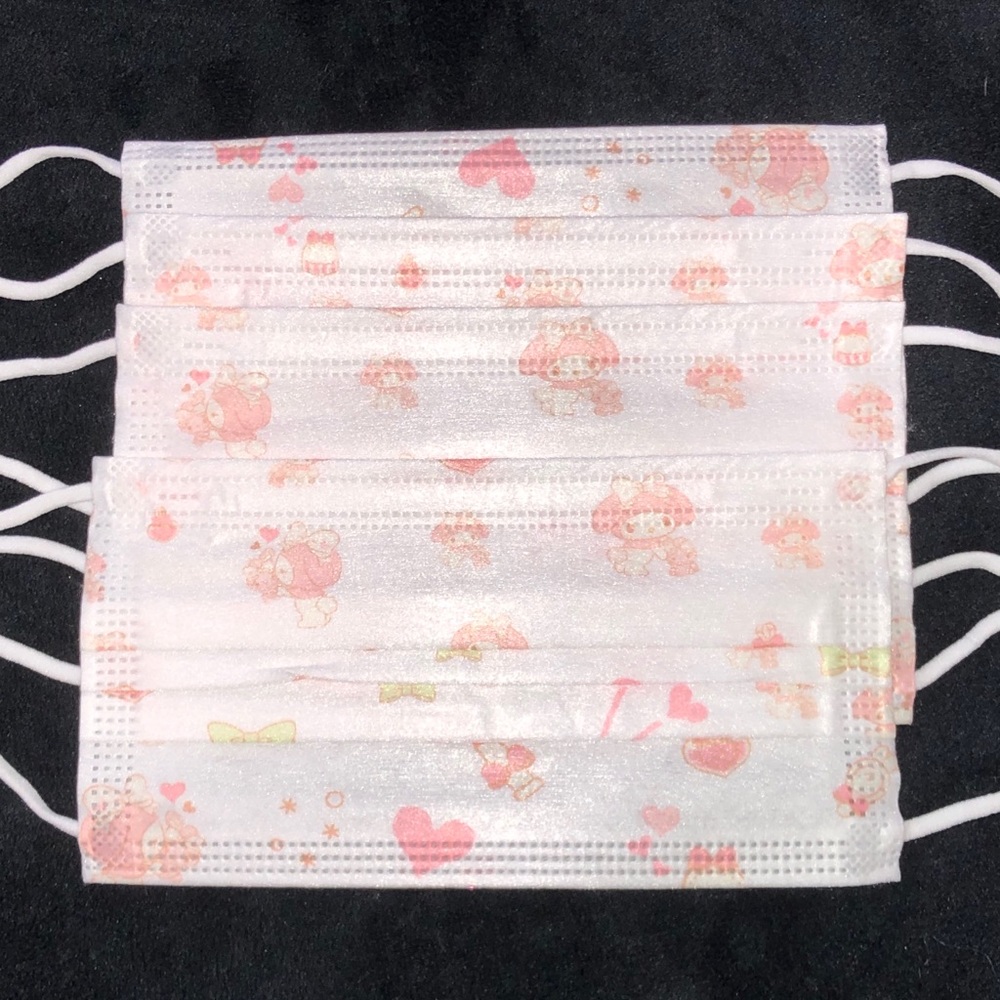 (4) My Melody Face Mask Red Pink Sanrio Adult